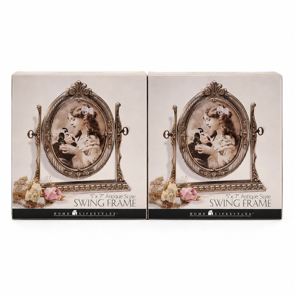 Vintage Home Lifestyles Gold Ornate Swing Picture Frames 5x7 Victorian Pair